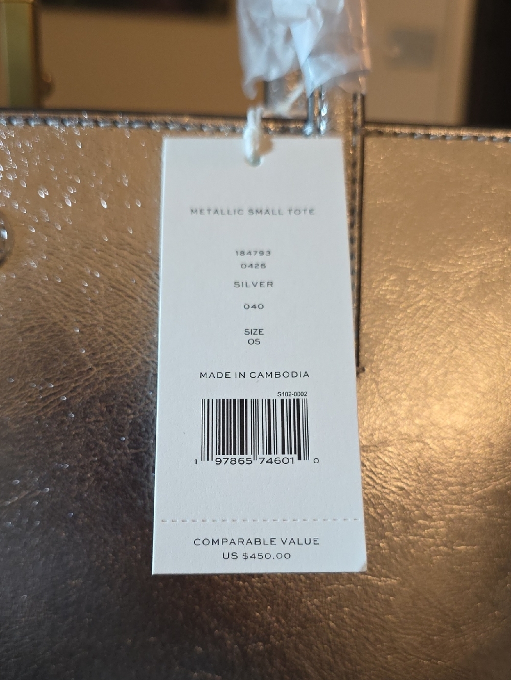 Nwt Tory Burch Metallic Gunmetal Tote - Picture 7 of 13
